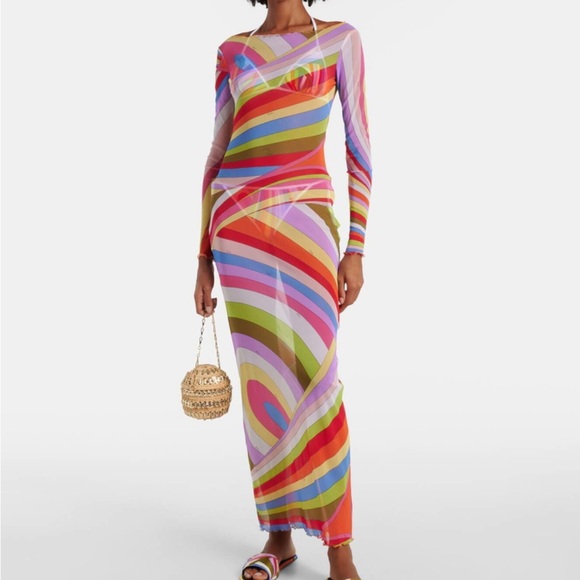 NWT Emilio Pucci Iride-print Tulle Maxi Dress - Picture 5 of 6